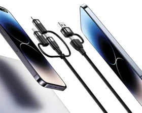 USAMS SJ645U U85 fialová / Datový kabel / 6v1 / USB-C, USB, Lightning, Micro-USB / 100W PD / 1,2 m (SJ645USB02)