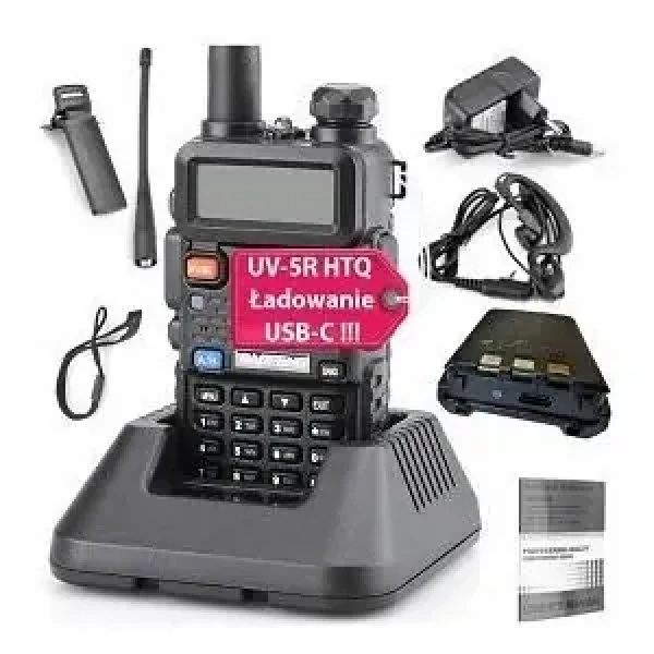 Baofeng UV-5R HTQ černá / Vysílačka / USB-C / 5 W / FM rádio (UV-5R HTQ USB-C)