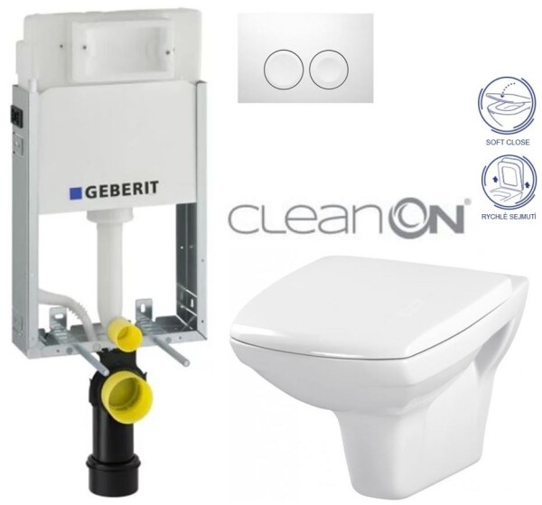 GEBERIT KOMBIFIXBasic vč. bílého tlačítka DELTA 21 + WC CERSANIT CLEANON CARINA + SEDÁTKO 110.100.00.1 21BI CA2