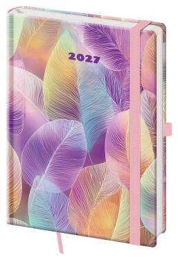 Týdenní diář 2027 Helma A5 Vario Feathers s gumičkou