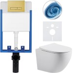 CERANO - Kompletní WC set Profi/Cesso - bílá matná - WC tlačítko Slim/Zlatá - pro zazdění - 49x36 CER-783968