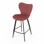 Židle barová, červená látka, černá podnož