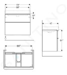 GEBERIT - Smyle Square Umyvadlová skříňka, 734x470x617 mm, 2 zásuvky, lávová 500.353.JK.1