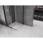 MEXEN/S - Velar L sprchový kout, posuvné dveře 90 x 90, transparent, černá 871-090-090-03-70