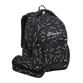 Studentský batohový 3-dílný set Bagmaster NOMAD 25 A ČERNO-BÍLÝ (batoh,pouzdro)