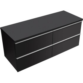 CERANO Koupelnová skříňka Velora - černá matná, úchytka chrom + deska pod umyvadlo Navira Pro - 36 mm - 120x56,6x46,5 cm