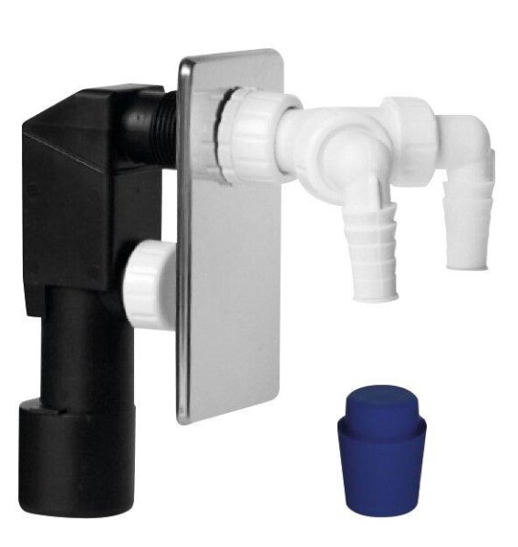 Bruckner - Podomítkový pračkový sifon, 2 přípojky, DN40/50, nerez lesk 168.452.3