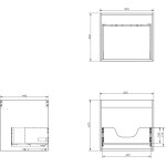 MEXEN/S - Rivel koupelnová skříňka pod umyvadlo 50 cm s deskou, 1 šuplík, reliéf , ořech 91A20-05047-1-BFC86