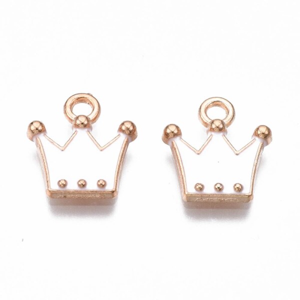 Kovový přívěsek - korunka - různé varianty - 11,5 × 10,5 mm - 1 ks Barva: Bílá