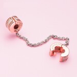 Emporial Royal Fashion luxusní stříbrný přívěsek Perleťový bezpečnostní řetízek na náramek Rose Gold