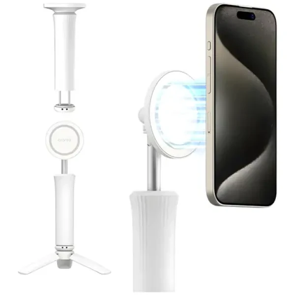 Araree Magfie Pod Lite bílá / Selfie tyč s tripodem / MagSafe / 360° otočná hlava / ABS/PC (AR60-02310B)