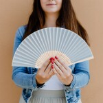Bella Rose Látkový vějíř Sage, zelená barva, dřevo, textil
