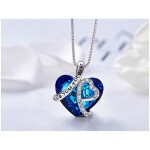 Exkluzivní náhrdelník Swarovski Elements Love You Forever - srdíčko, Tmavě modrá 40 cm + 5 cm (prodloužení)