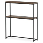 Konzolový stolek s policí, 70x20x82 cm, dekor staré dřevo