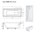 BESCO - Obdélníková vana TERMI - Nožičky k vaně - S nožičkami, Rozměr vany - 130 × 70 cm OLVTER13+OLVPINOZ