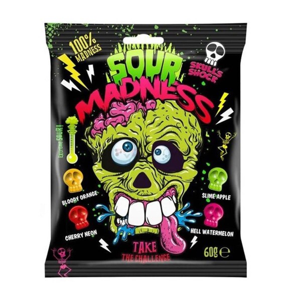 Argo Sour Madness Black kyselé bonbóny 60g (Lebky)