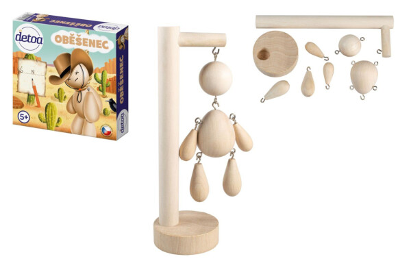 Oběšenec společenská dřevěná hra v krabičce 15x15x4cm