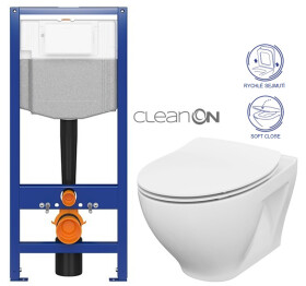 AKCE/SET - CERSANIT předstěnový instalační systém bez tlačítka + WC CERSANIT CLEANON MODUO + SEDÁTKO K97-526 X MO1
