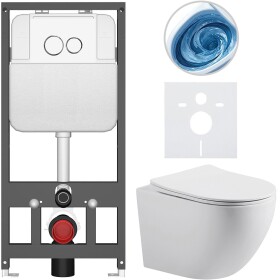 CERANO Kompletní WC set Basic/Cesso - bílá matná - WC tlačítko Dualo/Bílá - závěsné - předstěnová instalace - 49x36 cm - 8050BD86153