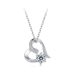 Stříbrný náhrdelník Josette 0,5 ct MOISSANITE + CERTIFIKÁT, Stříbrná 40 cm + 5 cm (prodloužení)