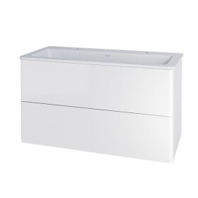 MEREO - Siena, koupelnová skříňka s umyvadlem z litého mramoru 101 cm, bílá lesk CN412M2