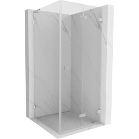 MEXEN/S - Lunar-F L sprchový kout skládací dveře pravá 80 x 80, transparent, nikl kartáčovaný 836L-080-080-97-00-P