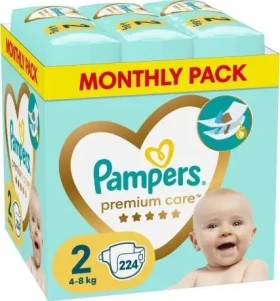 Pampers Premium Care 4-8kg (224ks) / Pleny / Velikost 2 (4-8 kg) (8006540855850)