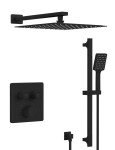 SAPHO - SMART SELECT podomítkový sprchový set s termostatickou baterií, 2 výstupy, posuvný držák sprchy, černá mat RP042B-02