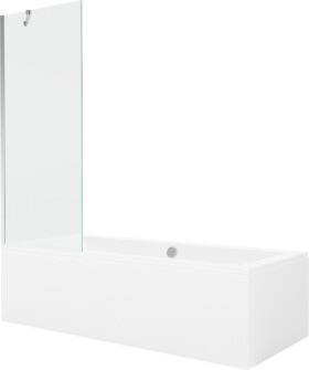 MEXEN/S - Cube obdélníková vana 180 x 80 cm s panelem + vanová zástěna 70 cm, transparent, chrom 550518080X9507000001