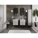 MEXEN/S - Rivel koupelnová skříňka 50 cm s umyvadlem Vela, 2 zásuvky, reliéf , šedá mat/bílá mat 91A20-05047-2-BFF62-W23M01