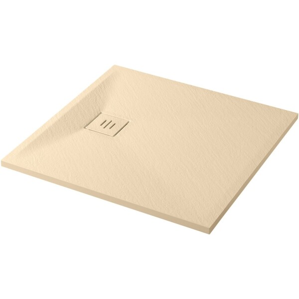 CERANO Sprchová vanička čtvercová Pablo - SMC/minerální kompozit - strukturovaná ivory - 80x80x3 cm