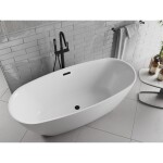 MEXEN/S - Luvo Slim volně stojící vana 170 x 75, bílá, sifon a přepad černá 52801707500-70