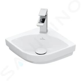 VILLEROY & BOCH - Subway 3.0 Umývátko rohové 320x320 mm, bez přepadu, otvor pro baterii, CeramicPlus, Stone White 437146RW