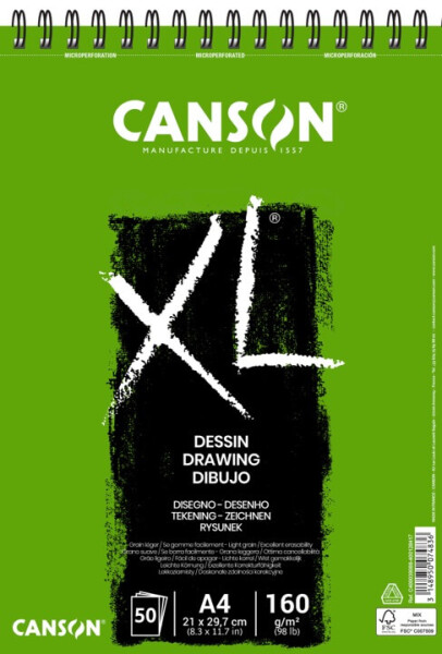 Skicák Canson XL Dessin A4 400039088 160g, 50 listů
