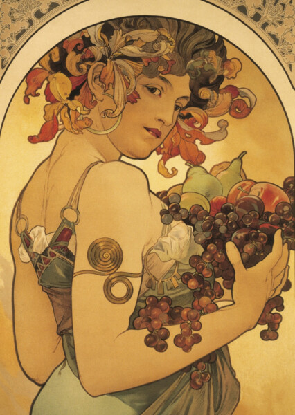 Pohled Alfons Mucha – Fruit, krátký