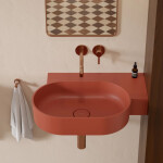 OMNIRES - OVO M+ umyvadlo na desku/závěsné - pravé, 64 x 44 cm, terracotta mat; OVO645UWPTE