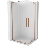 MEXEN/S - Velar L Duo sprchový kout, posuvné dveře 100 x 90, dekor, měď kartáčovaná 871-100-090-02-33-65