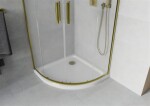 MEXEN/S - Apia sprchový kout čtvrtkruh 90x90, dekor, zlatá + bílá vanička se sifonem 863-090-090-50-30-4110G
