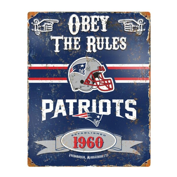 Cedule New England Patriots NFL Obey The Rules Embossed