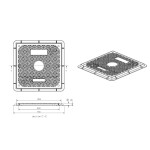 MIDAS Poklop A15 do 1,5t DN 600x600 hranatý, kompozit, h=35 mm, uzam. 4x šroub ,OD 750x750mm p1846