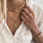 Ocelový náhrdelník Monica Gold 5 mm plochý had, chirurgická ocel, Zlatá 45 cm + 5 cm (prodloužení)