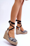 Vázané Sandály Na Vysokém Klínu černé A Bílé Lendy 38