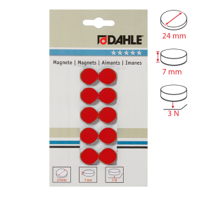 Dahle magnet plánovací, Ø 24 mm, 3 N, 10 ks, červený