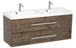 Koupelnová skříňka s dvojumyvadlem SAT Cube Way 120x40 cm dub wellington CUBE2120ZDW CUBE2120ZDW