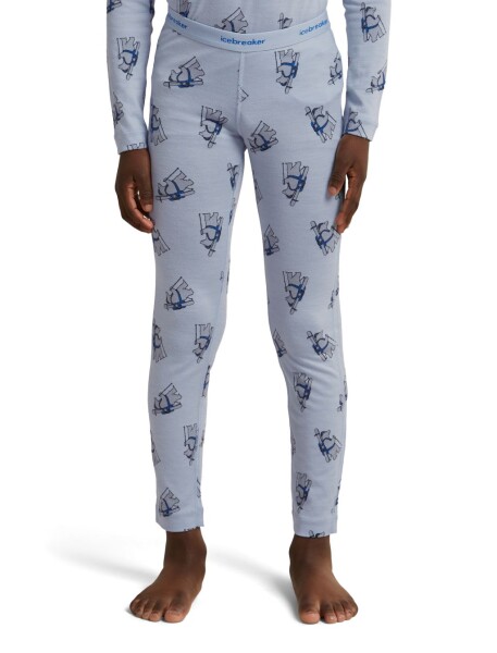 Dětské merino spodky ICEBREAKER Kids Merino 200 Oasis Leggings Bear Tour AOP, Zinc Blue/Aop velikost: 12