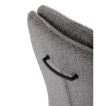 Židle jídelní, taštičkové pružiny v sedáku, madlo na opěráku, světle šedá látka, černý kov