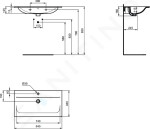 IDEAL STANDARD - Connect Air Umyvadlo nábytkové 840x460x165 mm, s přepadem, otvor pro baterii, s Ideal Plus, bílá E0279MA