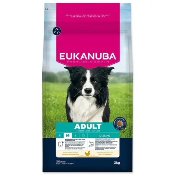 Eukanuba Adult Medium rich in fresh chicken 3kg / granule pro psy / pro střední plemena (1724-145478)