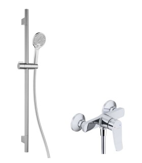 Kielle - Nefia Sprchový set s baterií, tyčí, hadicí a sprchovou hlavicí EcoSpare, chrom 20627SN40