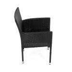 Židle zahradní, černý umělý ratan, kov, stohovatelná.